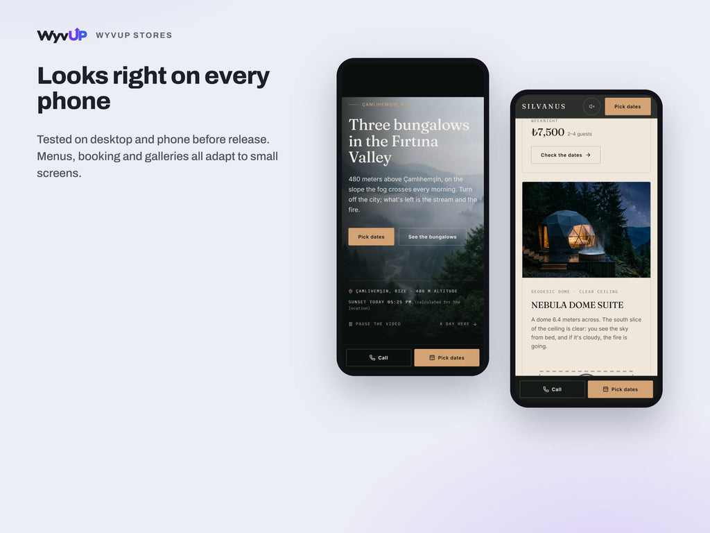 Cabin Rental Website Template | Glamping & Boutique Hotel Booking Site | Lovable AI Editable React Template | Live Prices
