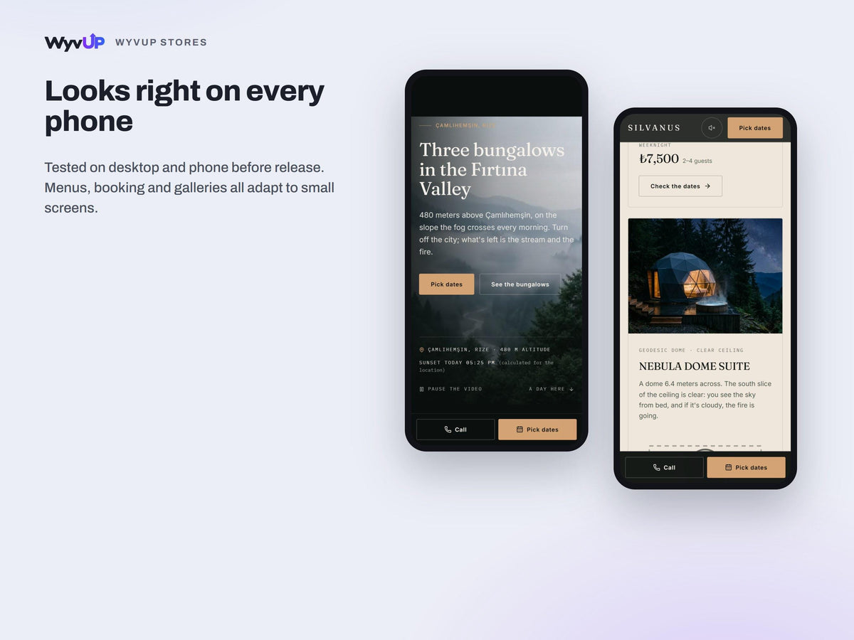 Cabin Rental Website Template | Glamping & Boutique Hotel Booking Site | Lovable AI Editable React Template | Live Prices
