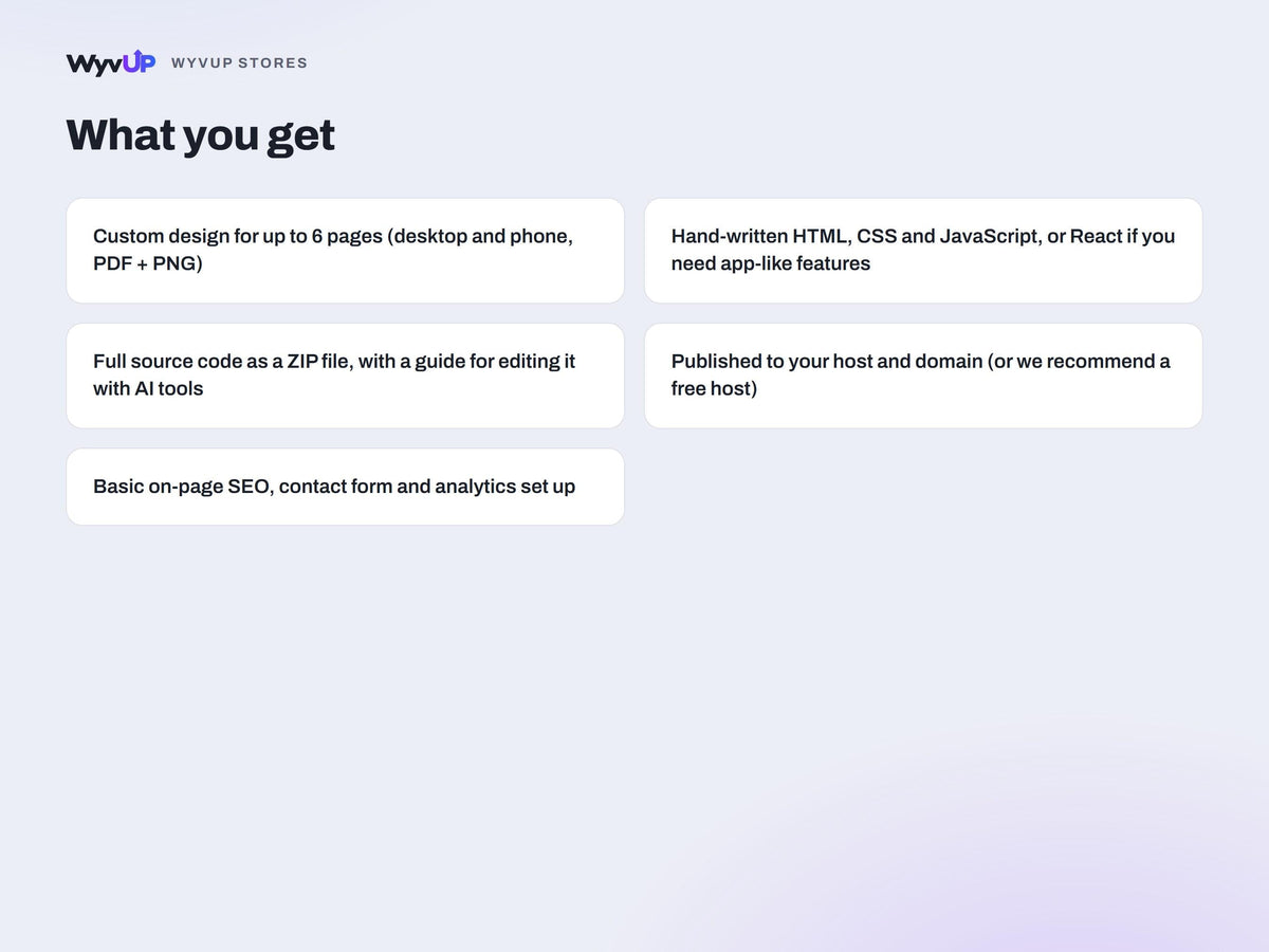 Custom Coded Website | Hand-Built HTML or React Site, Source Code Included | Made to Order