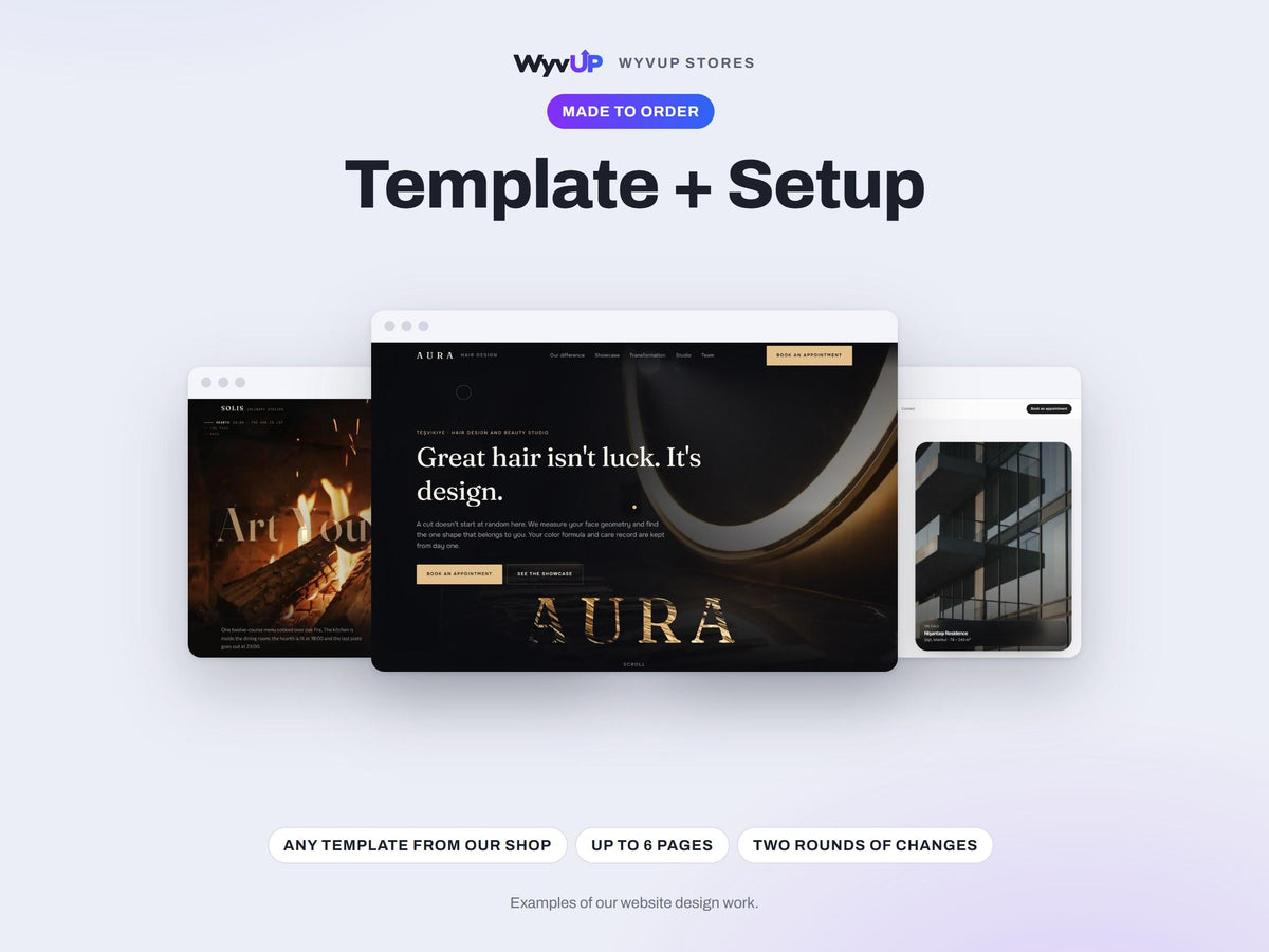 Website Template + Setup Service | We Customize Any WyvUP Template With Your Content | Made to Order