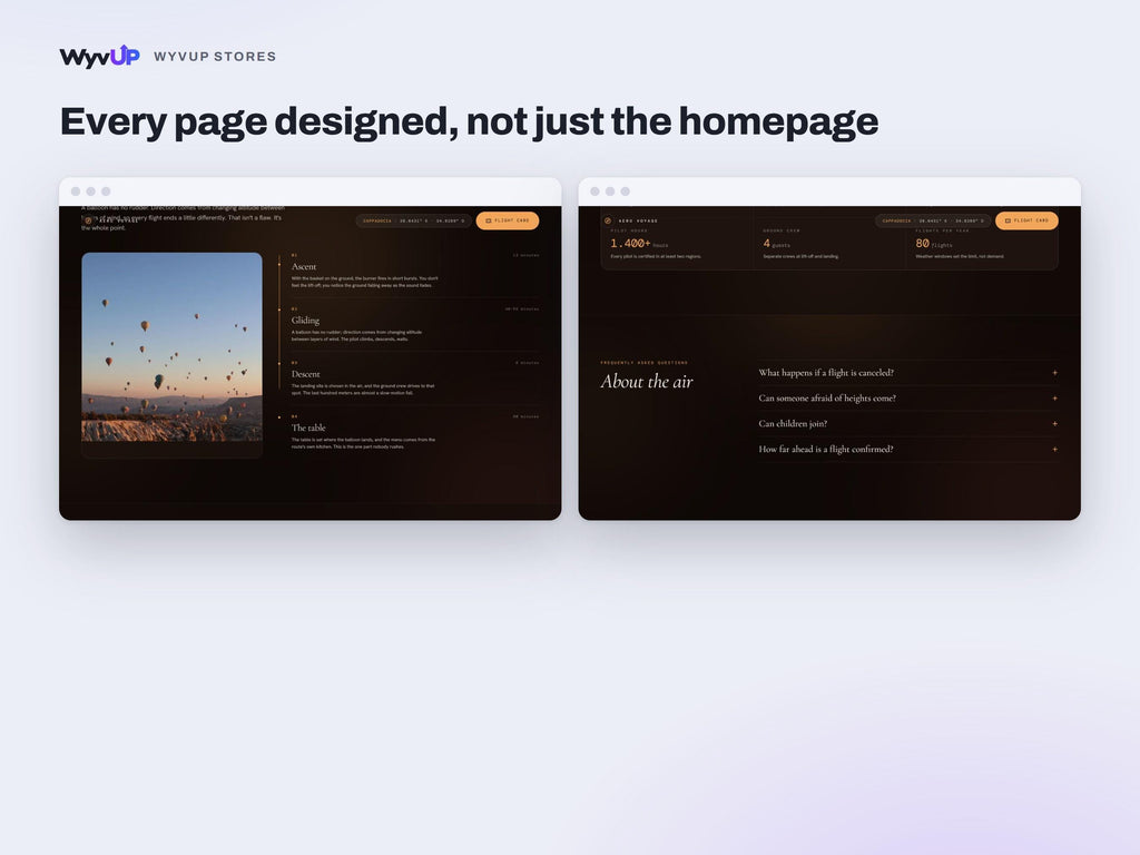 Hot Air Balloon Tour Website Template | Travel Experience & Tour Booking Site | Lovable AI Editable React Template | 3D Globe