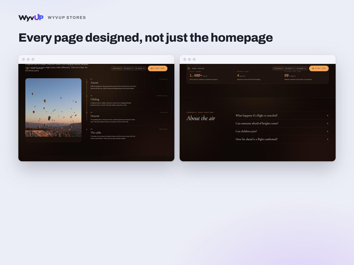 Hot Air Balloon Tour Website Template | Travel Experience & Tour Booking Site | Lovable AI Editable React Template | 3D Globe