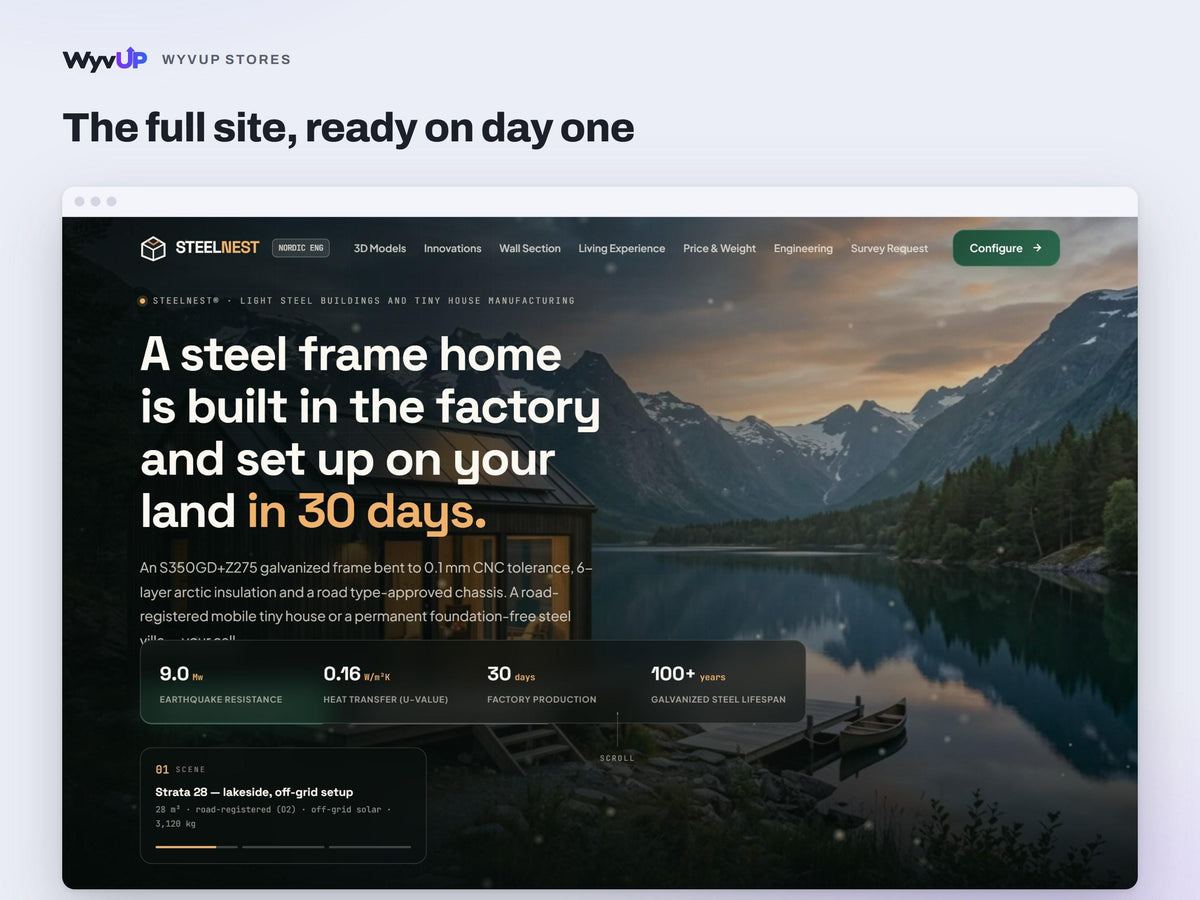 Tiny House Builder Website Template | Modular & Prefab Home Site | AI Editable HTML Template | 3D Models