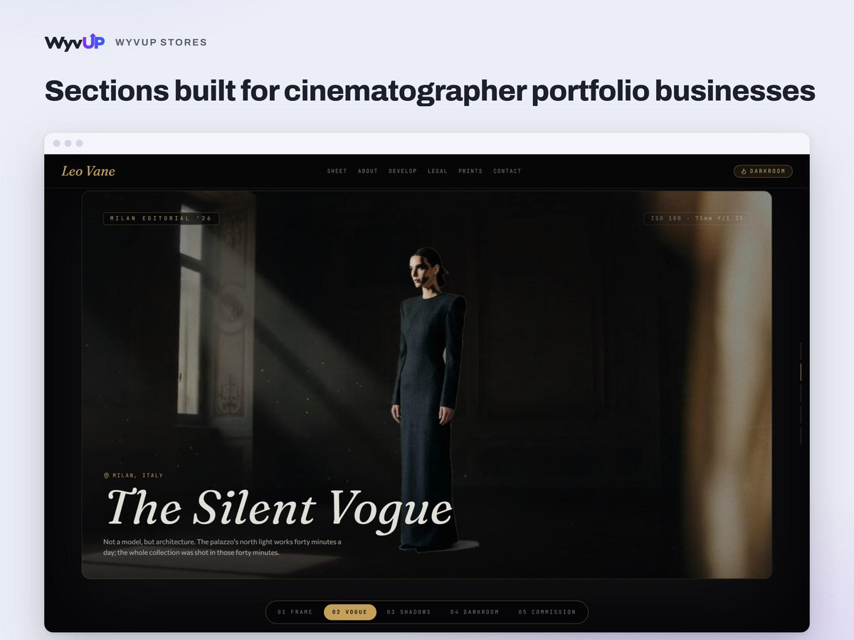 Cinematographer Portfolio Website Template | Filmmaker & Director Site | Lovable AI Editable React Template | Cinematic