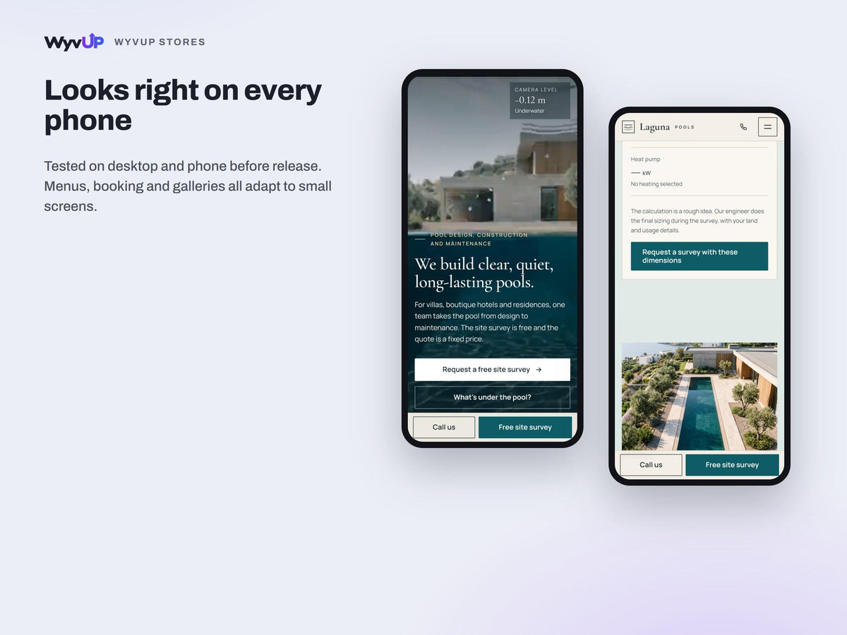 Pool Builder Website Template | Contractor & Landscaping Business Site | AI Editable HTML Template | Project Gallery