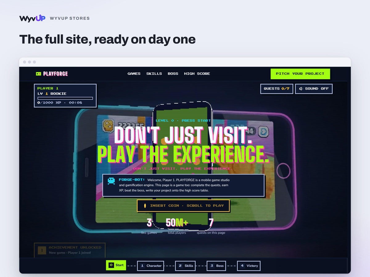 Game Studio Website Template | Indie Game Developer Site | AI Editable HTML Template | Gamified Pages