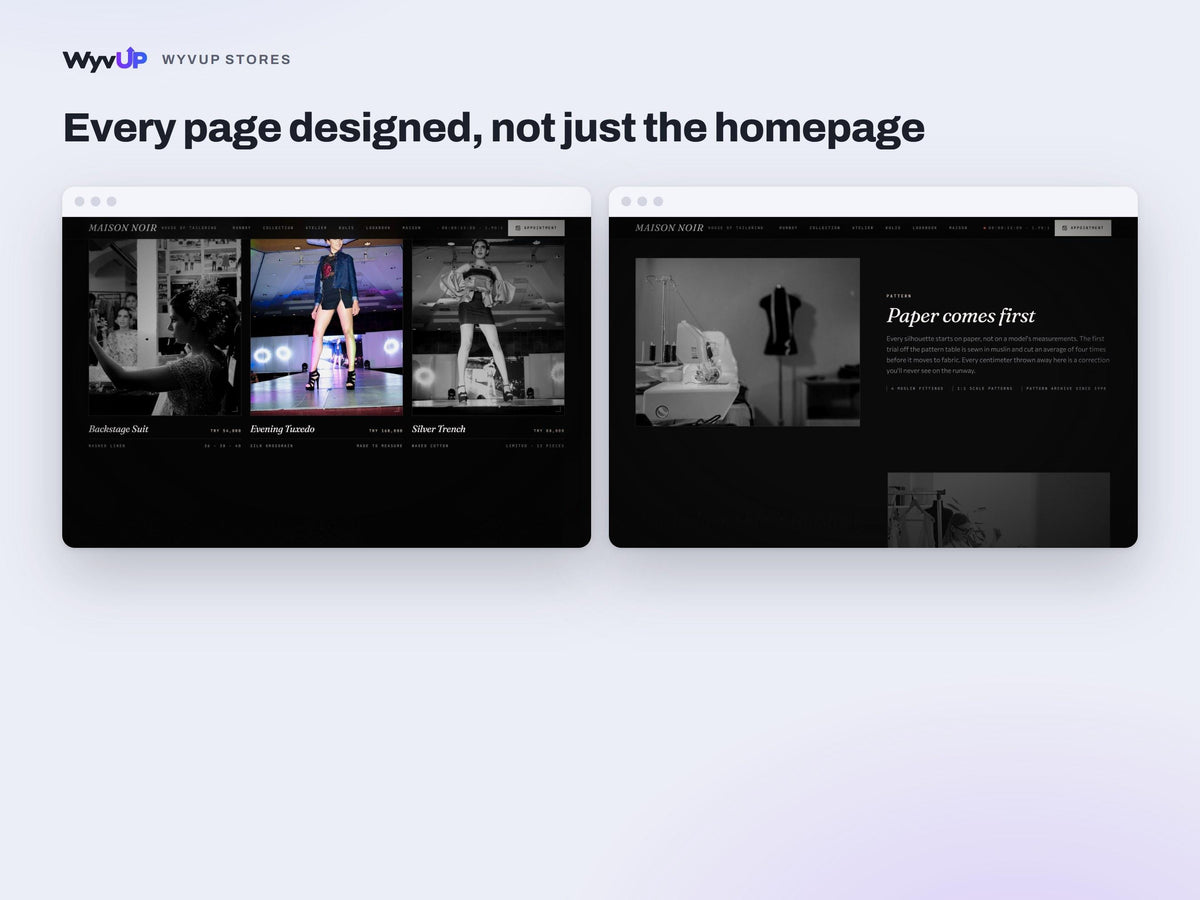 Fashion Brand Website Template | Tailor & Boutique Lookbook Site | Lovable AI Editable React Template | Runway Gallery