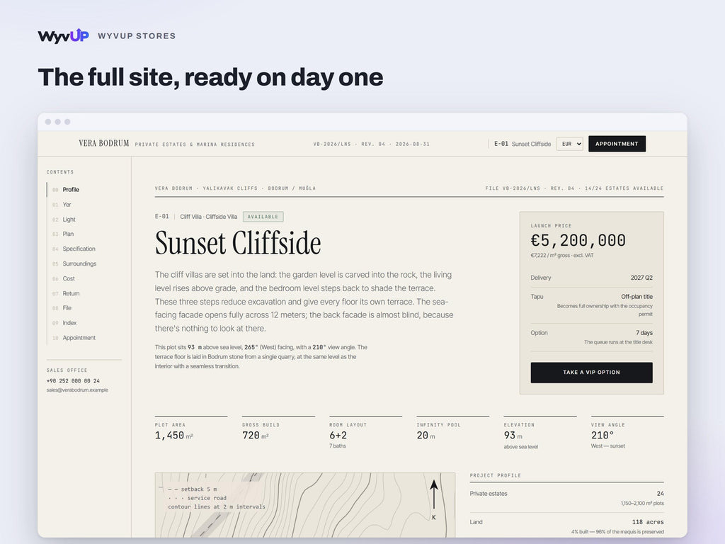 Luxury Villa Website Template | Real Estate Development & Marina Site | Lovable AI Editable React Template | Plot Plans