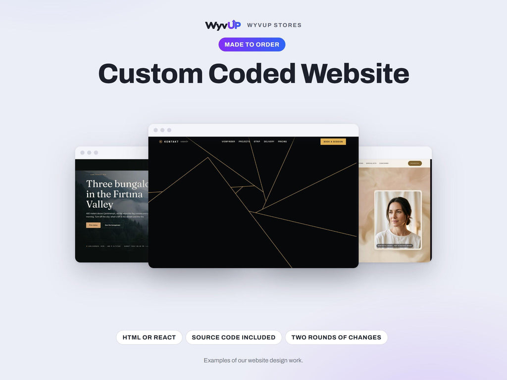 Custom Coded Website | Hand-Built HTML or React Site, Source Code Included | Made to Order