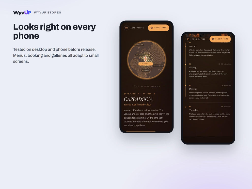 Hot Air Balloon Tour Website Template | Travel Experience & Tour Booking Site | Lovable AI Editable React Template | 3D Globe