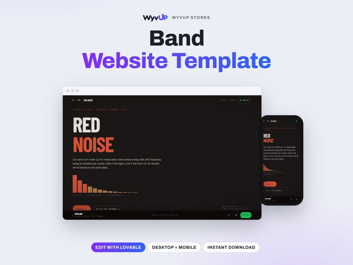 Band Website Template | Musician & Rock Artist Site | Lovable AI Editable React Template | Tour Dates