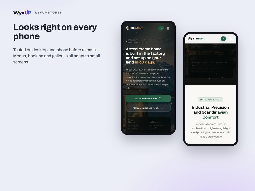 Tiny House Builder Website Template | Modular & Prefab Home Site | AI Editable HTML Template | 3D Models