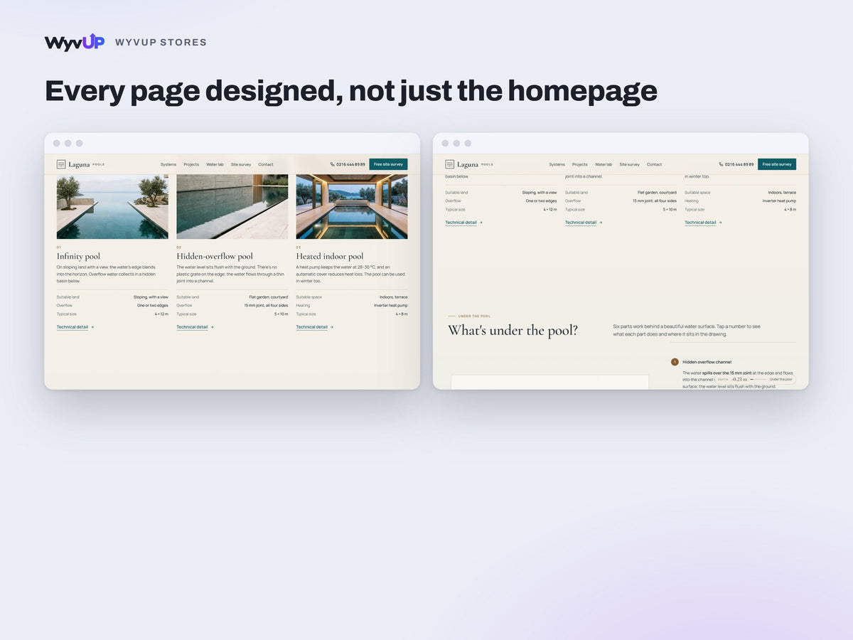 Pool Builder Website Template | Contractor & Landscaping Business Site | AI Editable HTML Template | Project Gallery